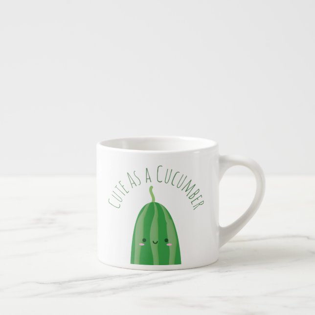 Cute As a Cucumber Funny Kawaii Cutecumber Espresso Cup (Right)