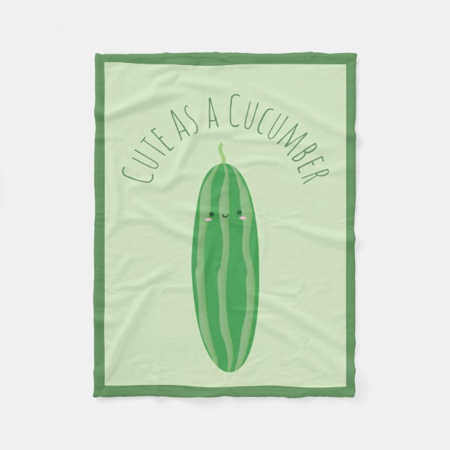Cute As a Cucumber Funny Kawaii Cutecumber Fleece Blanket (Front)