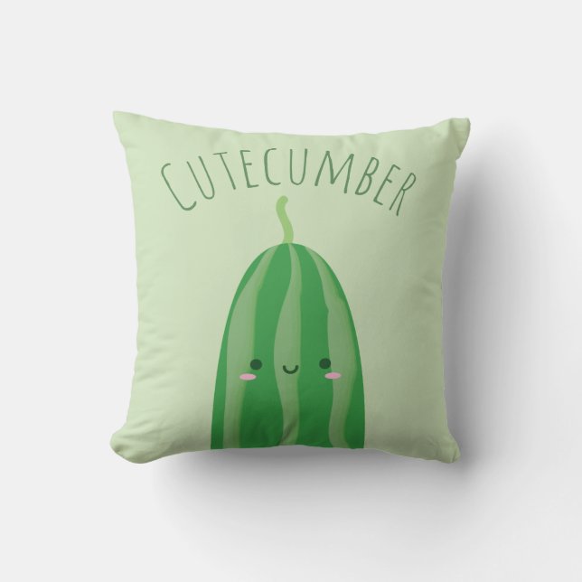 Cute As a Cucumber Funny Kawaii Cutecumber Name Cushion (Front)