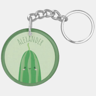 Cute As a Cucumber Funny Kawaii Cutecumber Name Key Ring