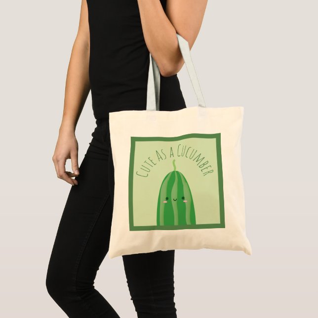Cute As a Cucumber Funny Kawaii Cutecumber Tote Bag (Front (Product))