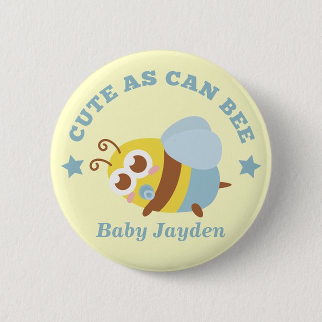 Cute as Can Bee, Baby Boy 6 Cm Round Badge (Front)