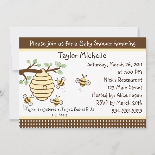 Cute as Can Bee Baby Shower Invitation (Front)