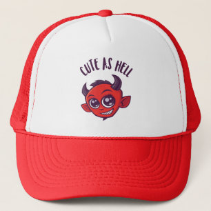 Cute as Hell Devil with Dark Text Trucker Hat