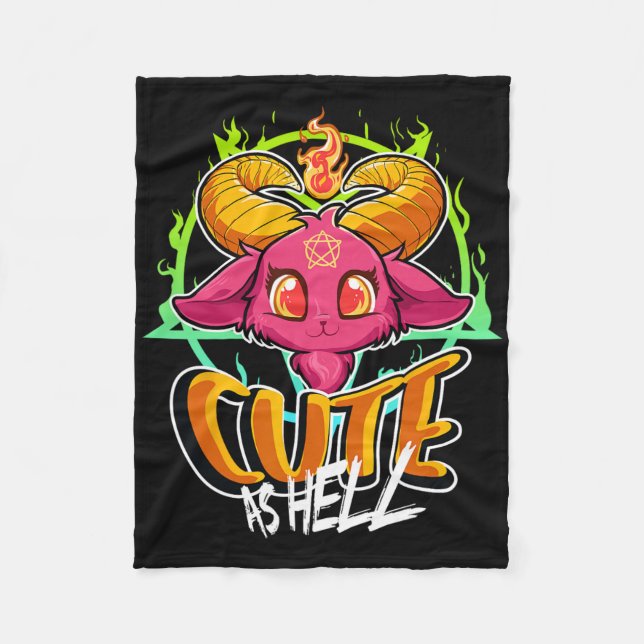 Cute As Hell Halloween Kawaii Phomet Funny Satan G Fleece Blanket (Front)