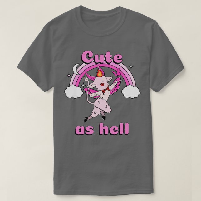 Cute As Hell  Kawaii Baphomet Pastel Goth Emo Pun T-Shirt (Design Front)
