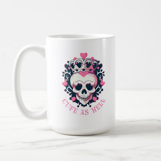 Cute as Hell skull with crown Coffee Mug (Left)