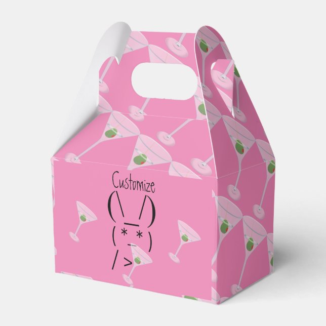 Cute Ascii bunny holding martini Favour Box (Front Side)