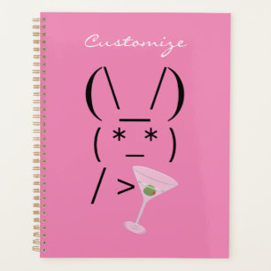 Cute Ascii bunny holding martini Thunder_Cove Planner