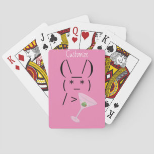Cute Ascii bunny holding martini Thunder_Cove Playing Cards