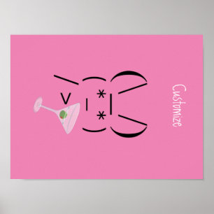 Cute Ascii bunny holding martini Thunder_Cove Poster