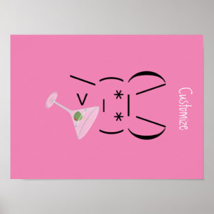 Cute Ascii bunny holding martini Thunder_Cove Poster