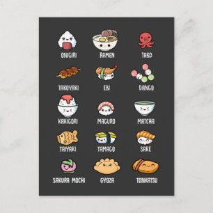 Cute Asian Food Kawaii Sushi Rice Fish Ramen Lover Postcard