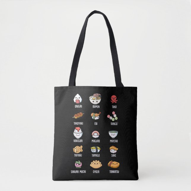 Cute Asian Food Kawaii Sushi Rice Fish Ramen Lover Tote Bag (Front)