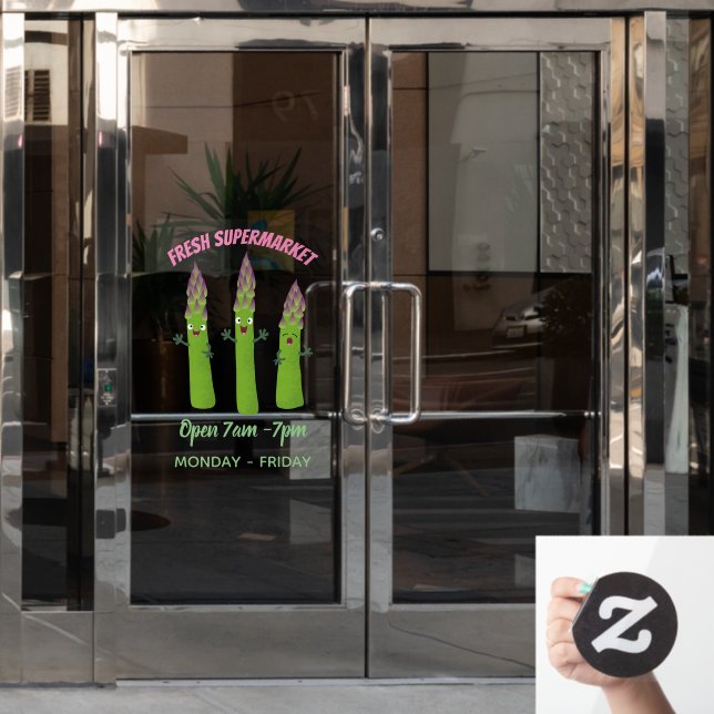 Cute asparagus singing vegetable trio cartoon (Office Door)