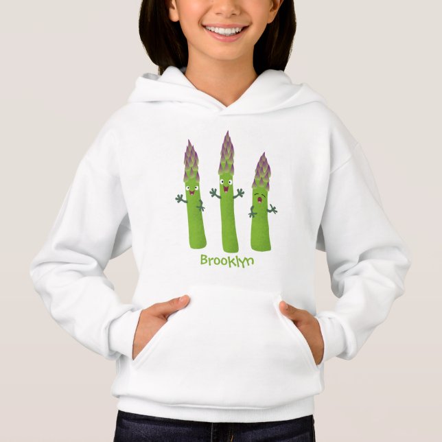 Cute asparagus singing vegetable trio cartoon (Front)