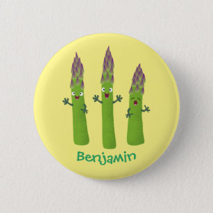 Cute asparagus singing vegetable trio cartoon 6 cm round badge