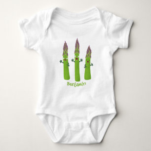 Cute asparagus singing vegetable trio cartoon baby bodysuit