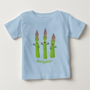 Cute asparagus singing vegetable trio cartoon baby T-Shirt
