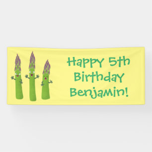 Cute asparagus singing vegetable trio cartoon banner