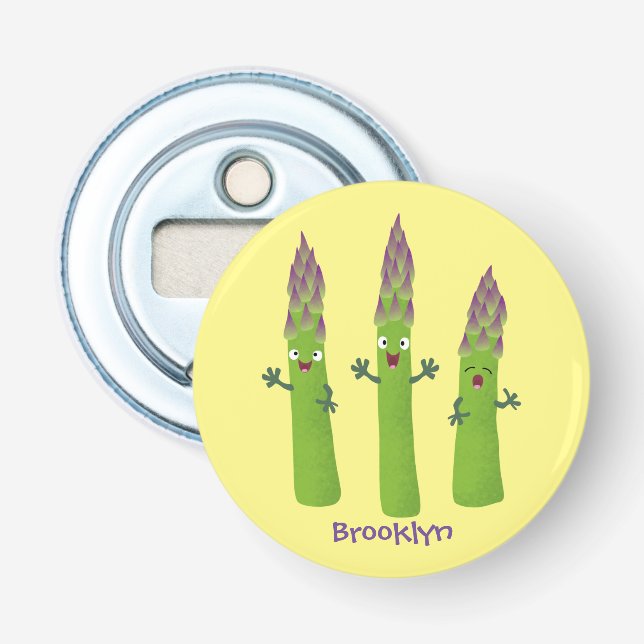 Cute asparagus singing vegetable trio cartoon bottle opener (Front)