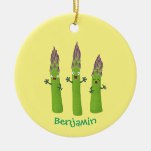 Cute asparagus singing vegetable trio cartoon ceramic tree decoration