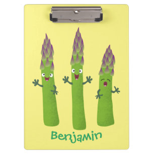 Cute asparagus singing vegetable trio cartoon clipboard