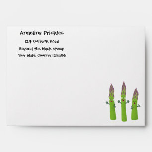 Cute asparagus singing vegetable trio cartoon envelope