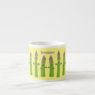 Cute asparagus singing vegetable trio cartoon espresso cup