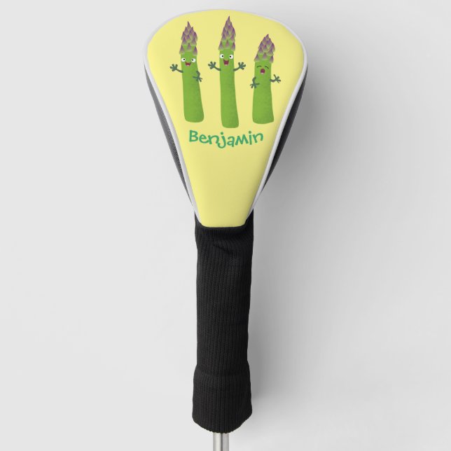 Cute asparagus singing vegetable trio cartoon golf head cover (Front)