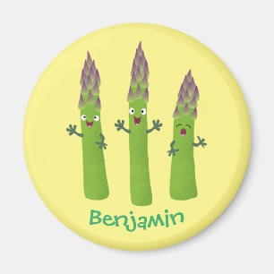 Cute asparagus singing vegetable trio cartoon magnet