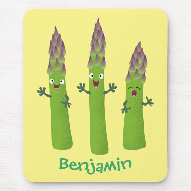 Cute asparagus singing vegetable trio cartoon mouse pad (Front)