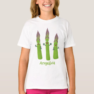 Cute asparagus singing vegetable trio cartoon T-Shirt