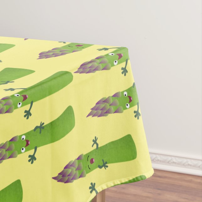 Cute asparagus singing vegetable trio cartoon tablecloth (In Situ)