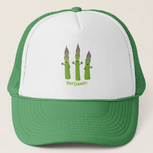 Cute asparagus singing vegetable trio cartoon trucker hat