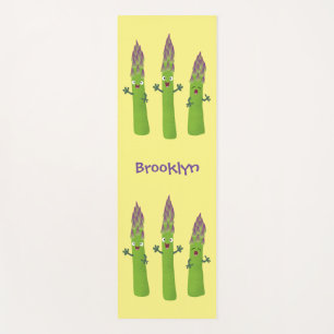 Cute asparagus singing vegetable trio cartoon yoga mat
