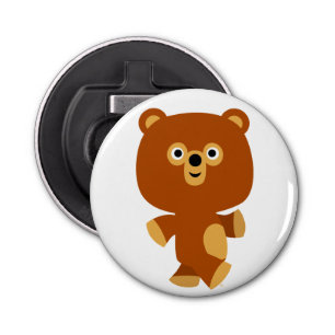 Cute Assertive Cartoon Bear Button Bottle Opener
