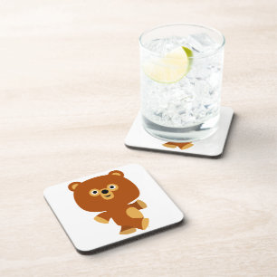 Cute Assertive Cartoon Bear Coasters Set