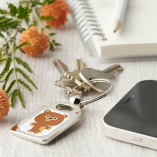 Cute Assertive Cartoon Bear Metal Keychain