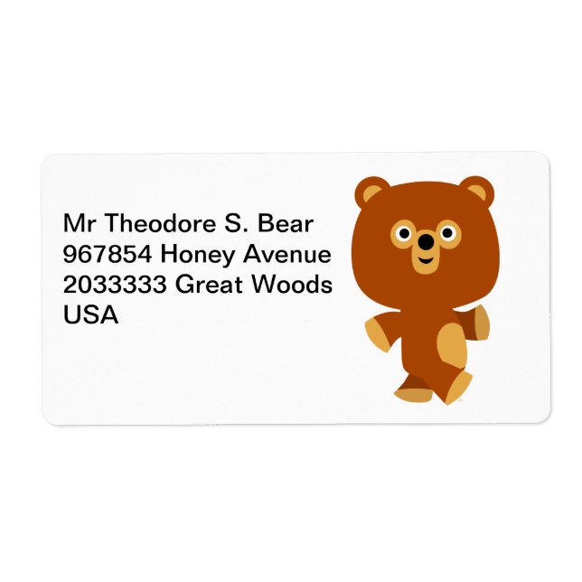 Cute Assertive Cartoon Bear Shipping Label (Front)