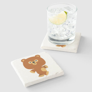 Cute Assertive Cartoon Bear Stone Coaster