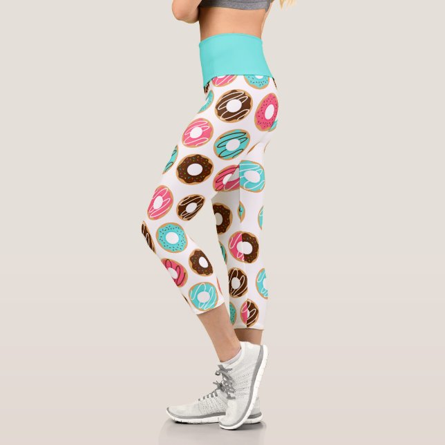 Cute Assorted Doughnuts Pattern Capri Leggings (Left)