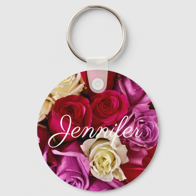 Cute Assorted Roses Keychain (Front)
