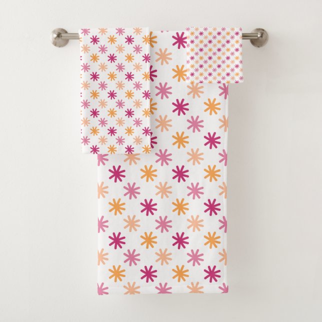 Cute asteriskS - Pinks and Oranges Bath Towel Set (Insitu)