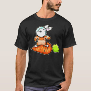 Cute Astrnaut Bunny Surfing On A Carrot On Easter T-Shirt