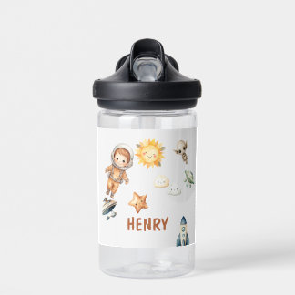 Cute Astronaut and Adorable Space Adventure Water Bottle