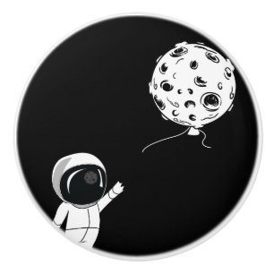 Cute astronaut and the moon ceramic knob