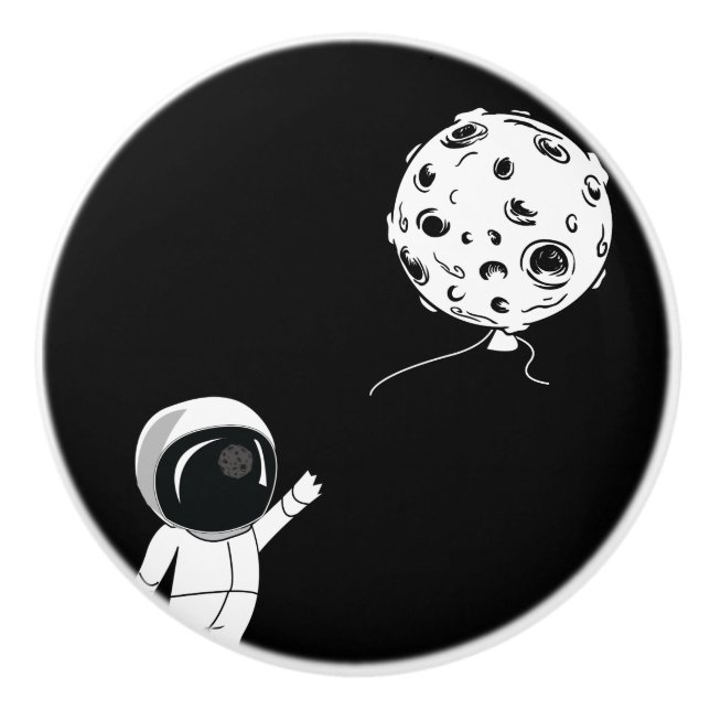 Cute astronaut and the moon ceramic knob (Front)