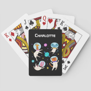 Cute Astronaut Animals Floating in Space Playing Cards