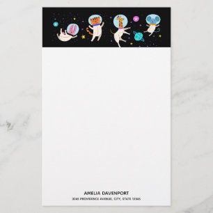 Cute Astronaut Animals Floating in Space Stationery